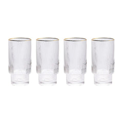 Stackable Gold Rim Ripple Drinking Glass